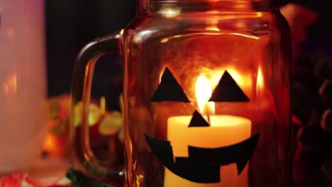 halloween pumpkin jar candle. spooky decorations