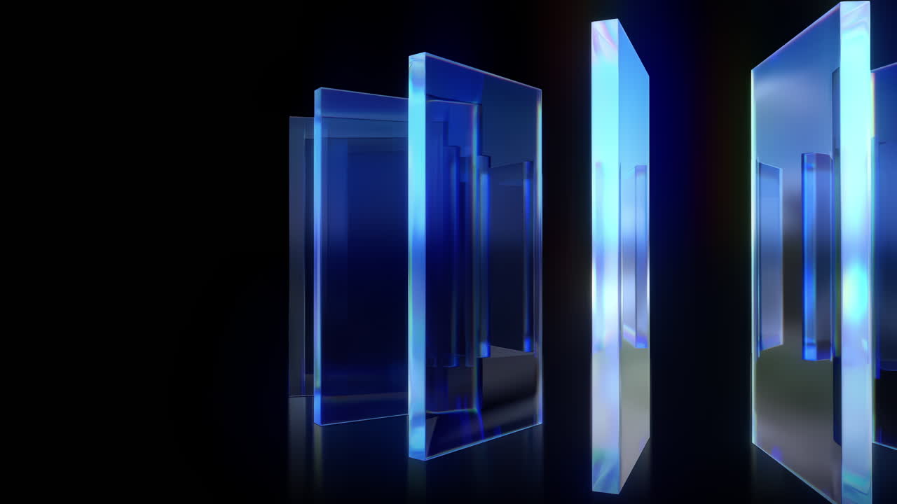 Looping chromatic glass structures spinning in circle