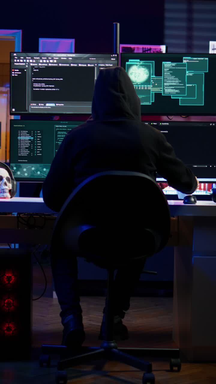 Video verticale: un uomo con cattive intenzioni ruba numeri di carte di credito