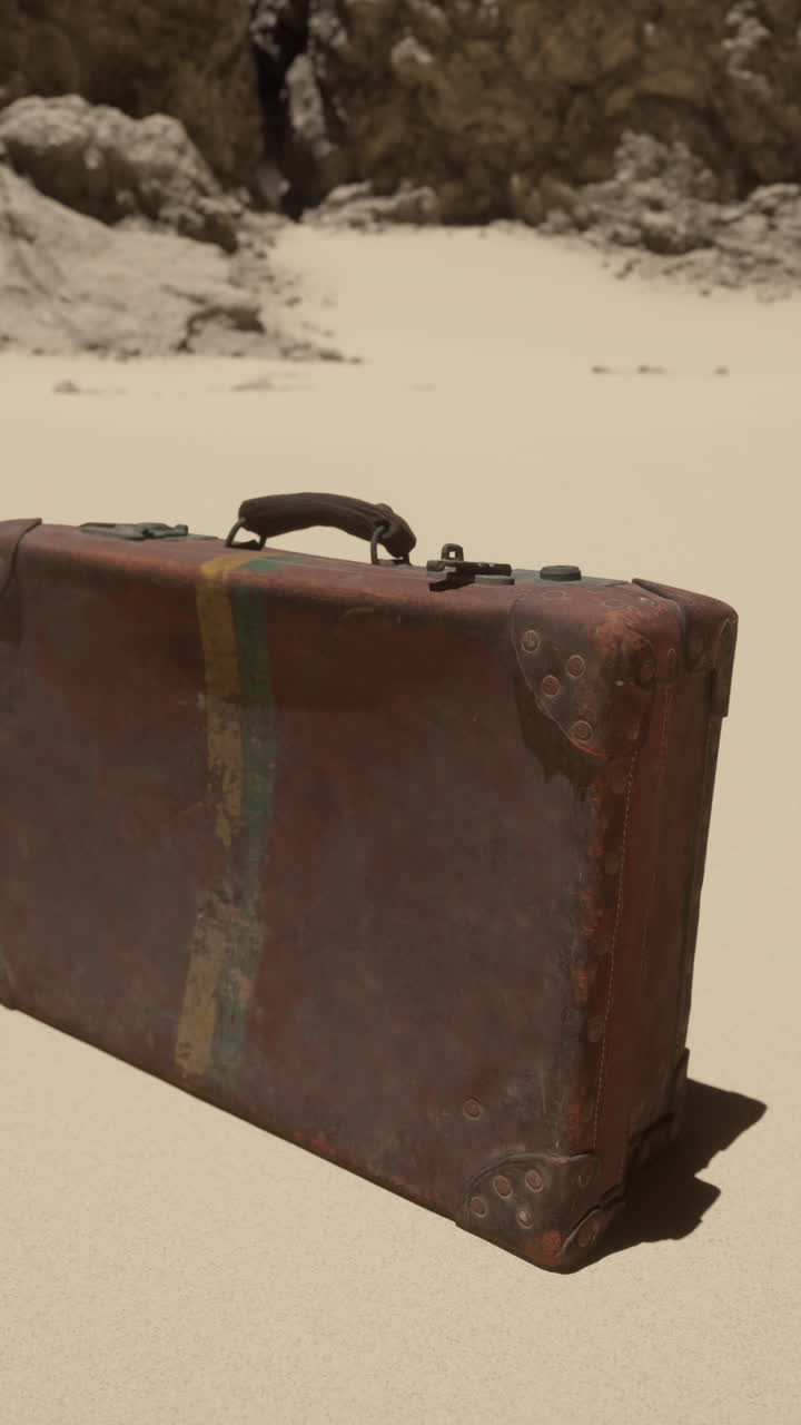 Valigia vintage abbandonata nel deserto