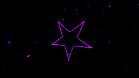 formas brillantes estrellas volando y girando en el cielo estrellado.