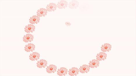 retro red flowers in circle on white gradient