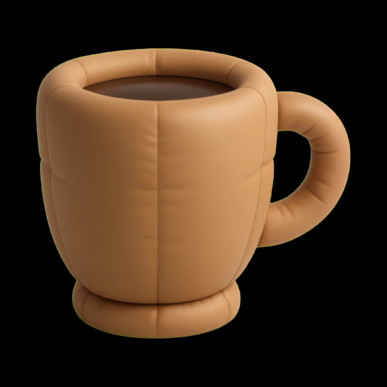 Animazione di tazza da caffè in peluche gigante, risorsa isolata, video 4K trasparente, canale alfa, ProRes