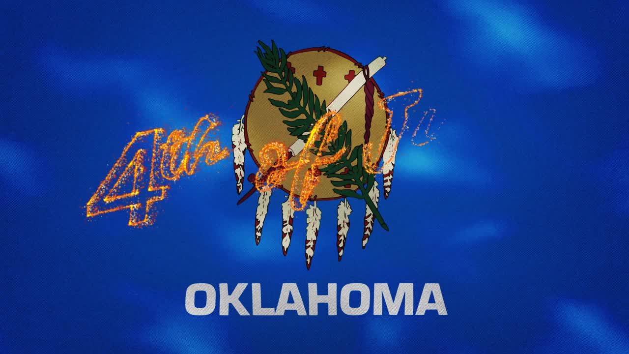 7월 4일 오클라호마 발 배경 화재 글자, 루프