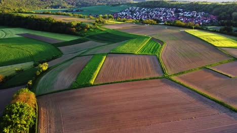 flight-over-cultivated-fields,-opening-town