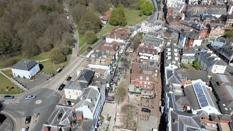 Royal-Tunbridge-wells-The-Pantiles,-Kent-UK-Aerial-4K