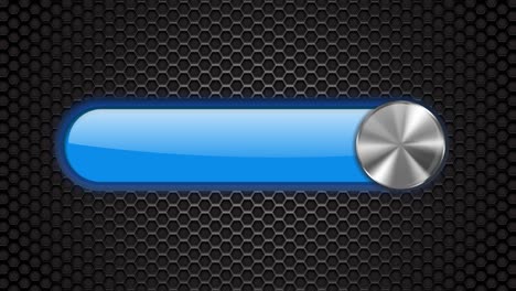 blue toggle switch button. on metal grid background. 4k video