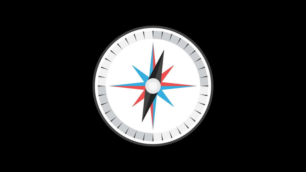 la brújula de dibujos animados. animación de bucle en el canal alfa. resolución 4k.