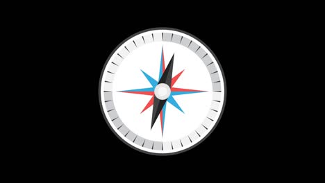 cartoon compass. loop animation in alpha channel. 4k resolution.