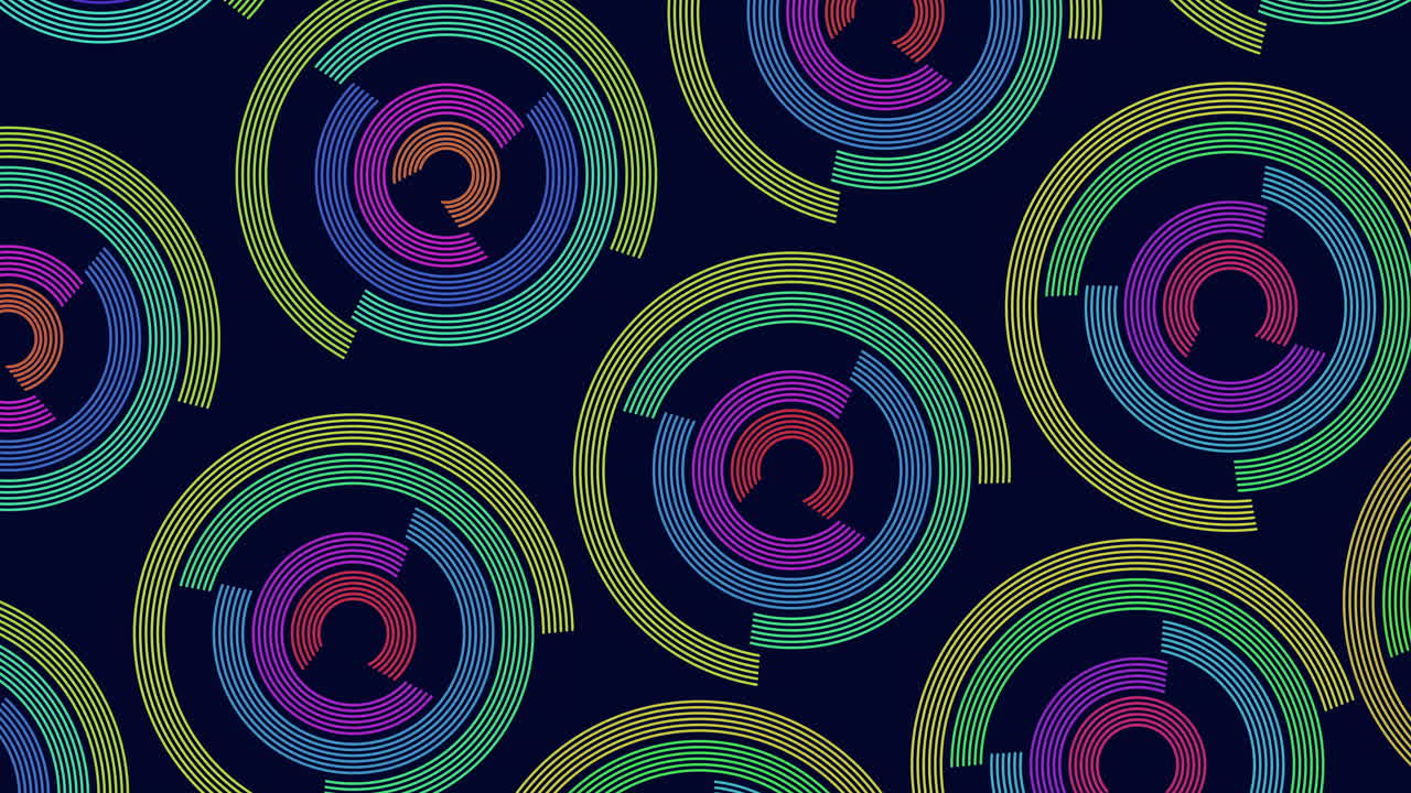 A visually appealing image with colorful circles arranged in a spiral pattern. Each circle overlaps the next, repeating to form a striking spiral design
