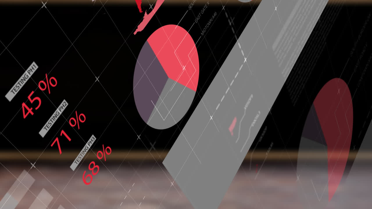 어두운 배경에서 금융 데이터 처리의 애니메이션