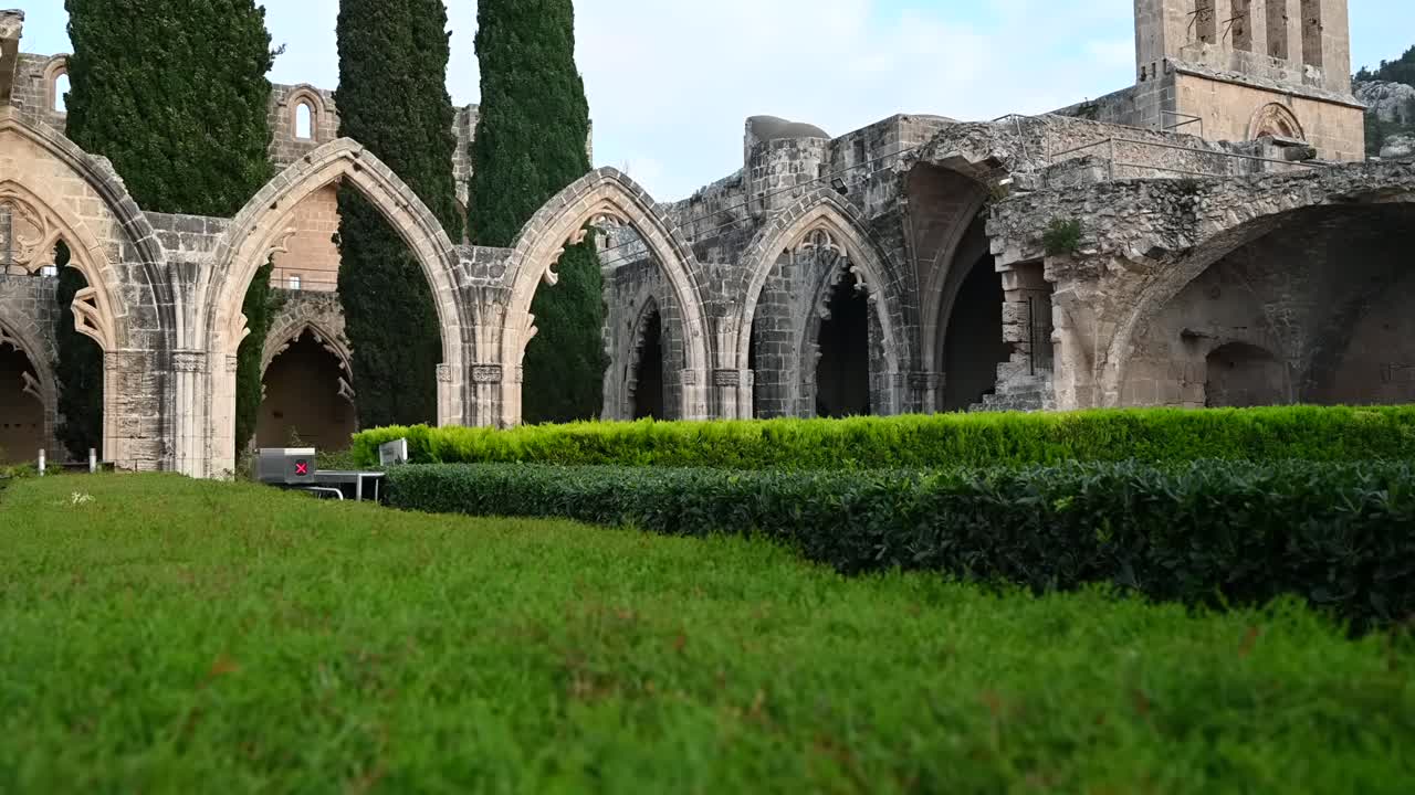 View of the Bellapais Abbey ruins in Bellapais, Northern Cyprus