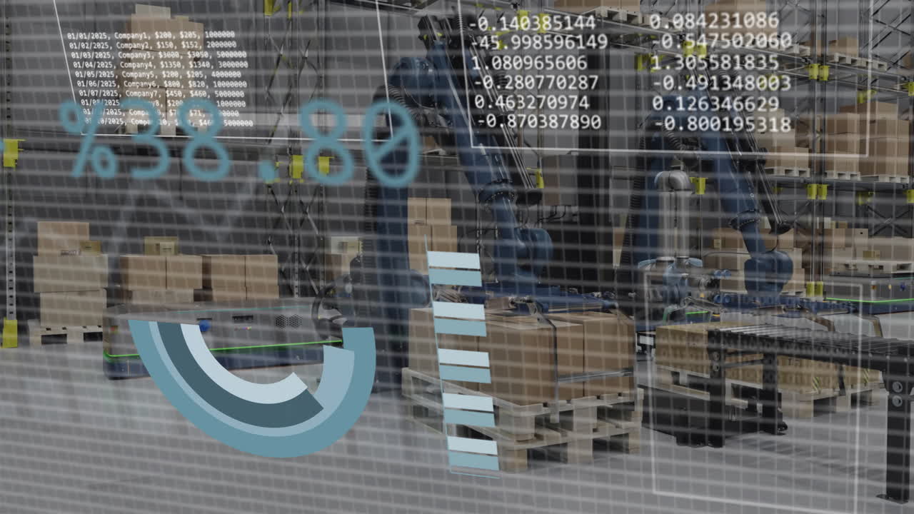 Animation of diagrams and data processing over machines working in warehouse