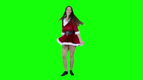 navidad encantadora se mueve bailarina atractiva en el país de las maravillas de la pantalla verde