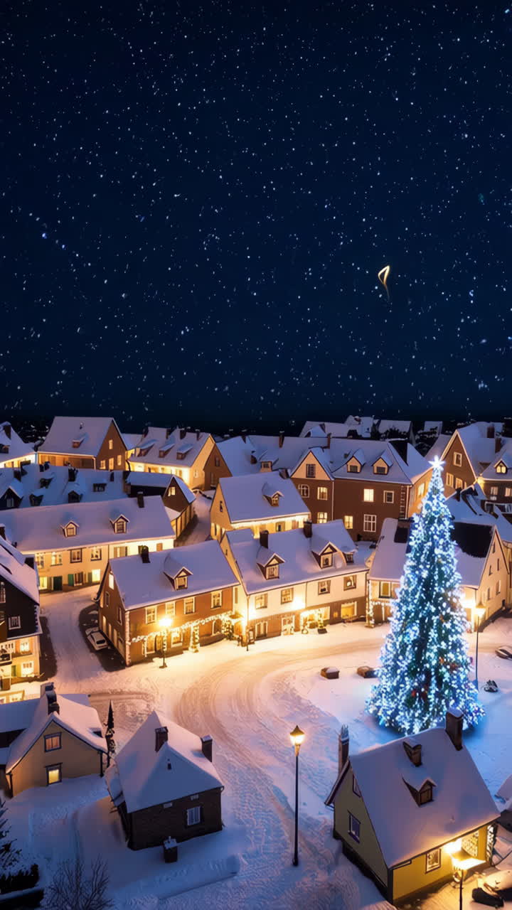 Winter Christmas Village at Night