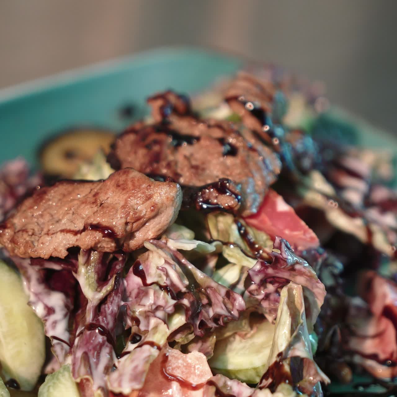 Chef decorating salad food