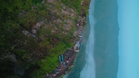 Vertical-Drone-shot-of-Mount-Batur-in-sunset-time,-Bali,-Indonesia