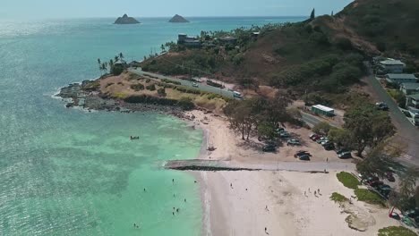 aerial view of beachgoers enjoying a sunny day in kailua oahu hawaii