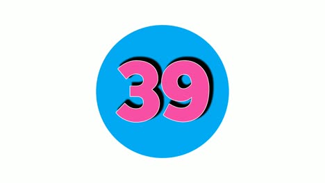 número 39 treinta y nueve símbolo de signo animación motion graphics en fondo blanco, 4k número de video de dibujos animados para elementos de video