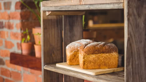 animation of bread loafs on shelves in schop