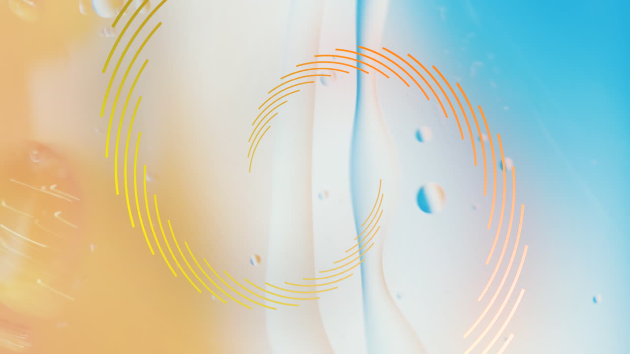 추상적인 액체 패턴의 노란색과 파란색 배경의 애니메이션