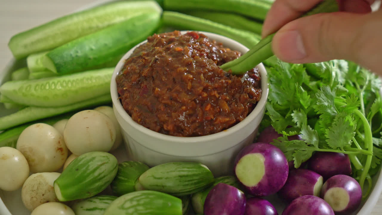 Fermented Fish Chili Paste with Fresh Vegetables - Healthy food style