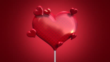 Süßigkeiten-Valentinsherz-Und-Kleine-Herzen-Auf-Rotem-Farbverlauf