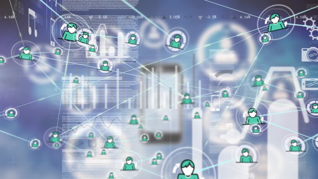 デジタルデータ処理におけるネットワーク接続のアニメーション
