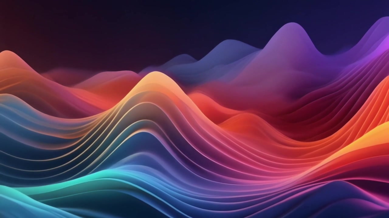 Abstract 3D Wavy Landscape with Vibrant Gradient Colors