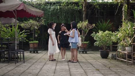 friends gathering in garden