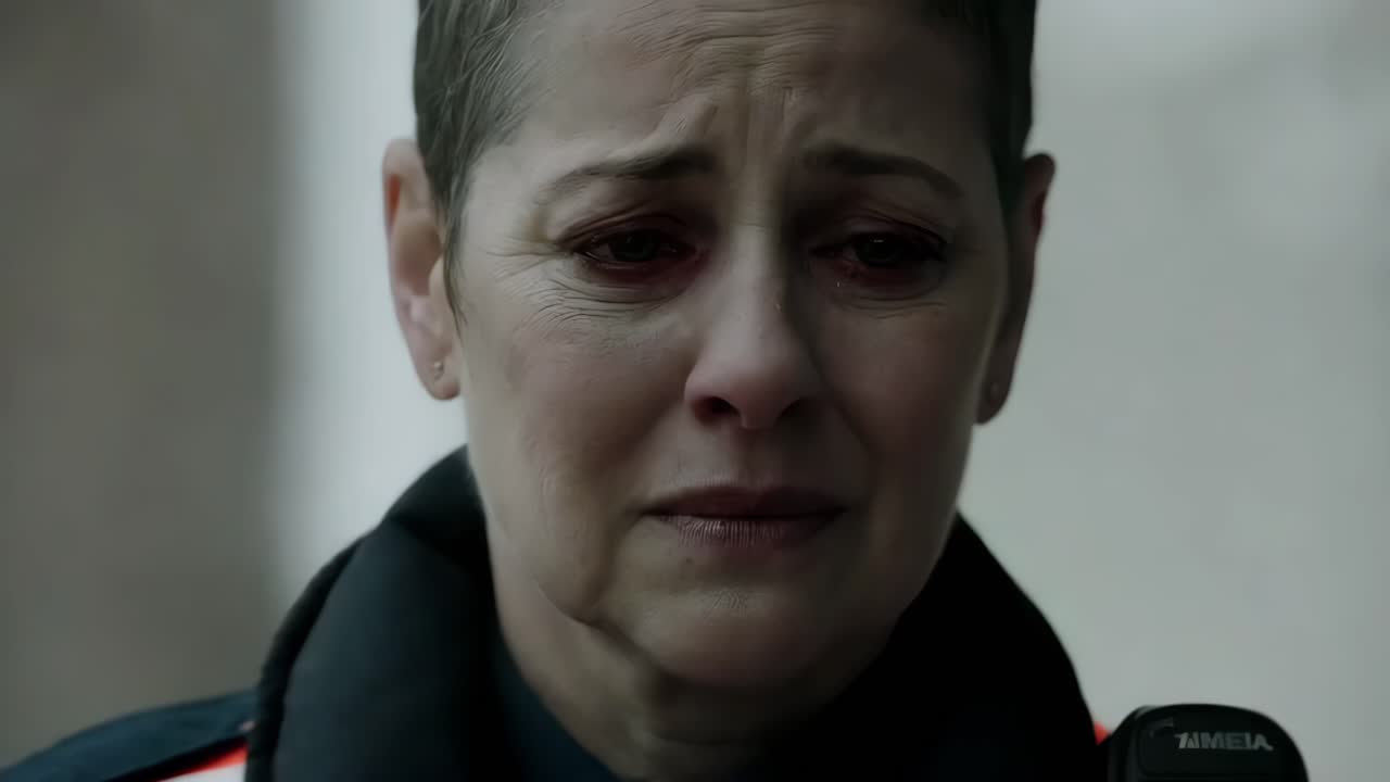 oficial de policía llorando