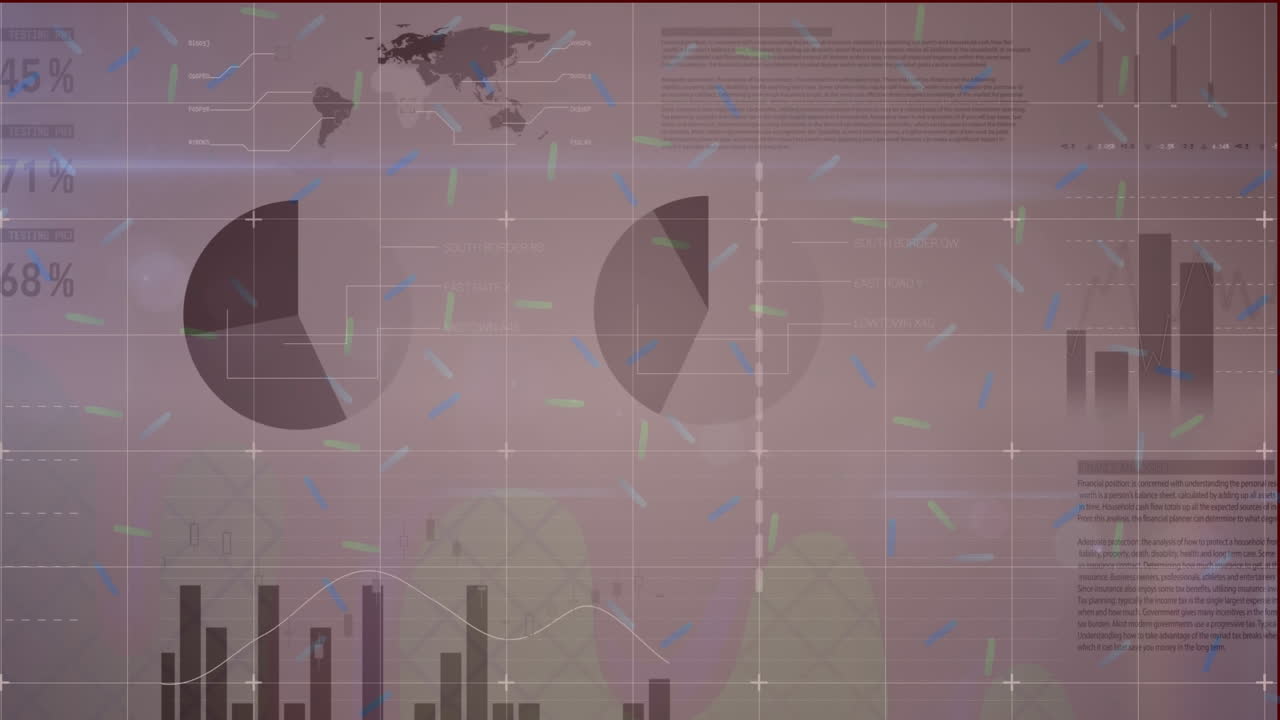 animación del procesamiento de datos financieros sobre un fondo blanco