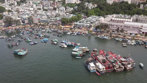 Aerial-View-Of-Marina-At-Cheung-Chau-Island-In-Hong-Kong-City