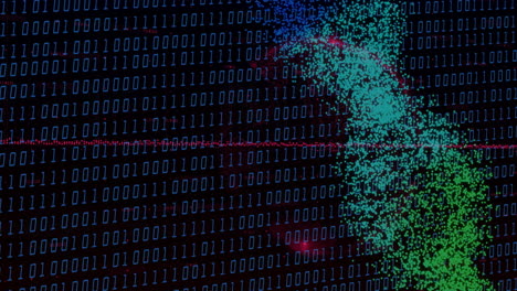 animation of data processing over dna strand on black background