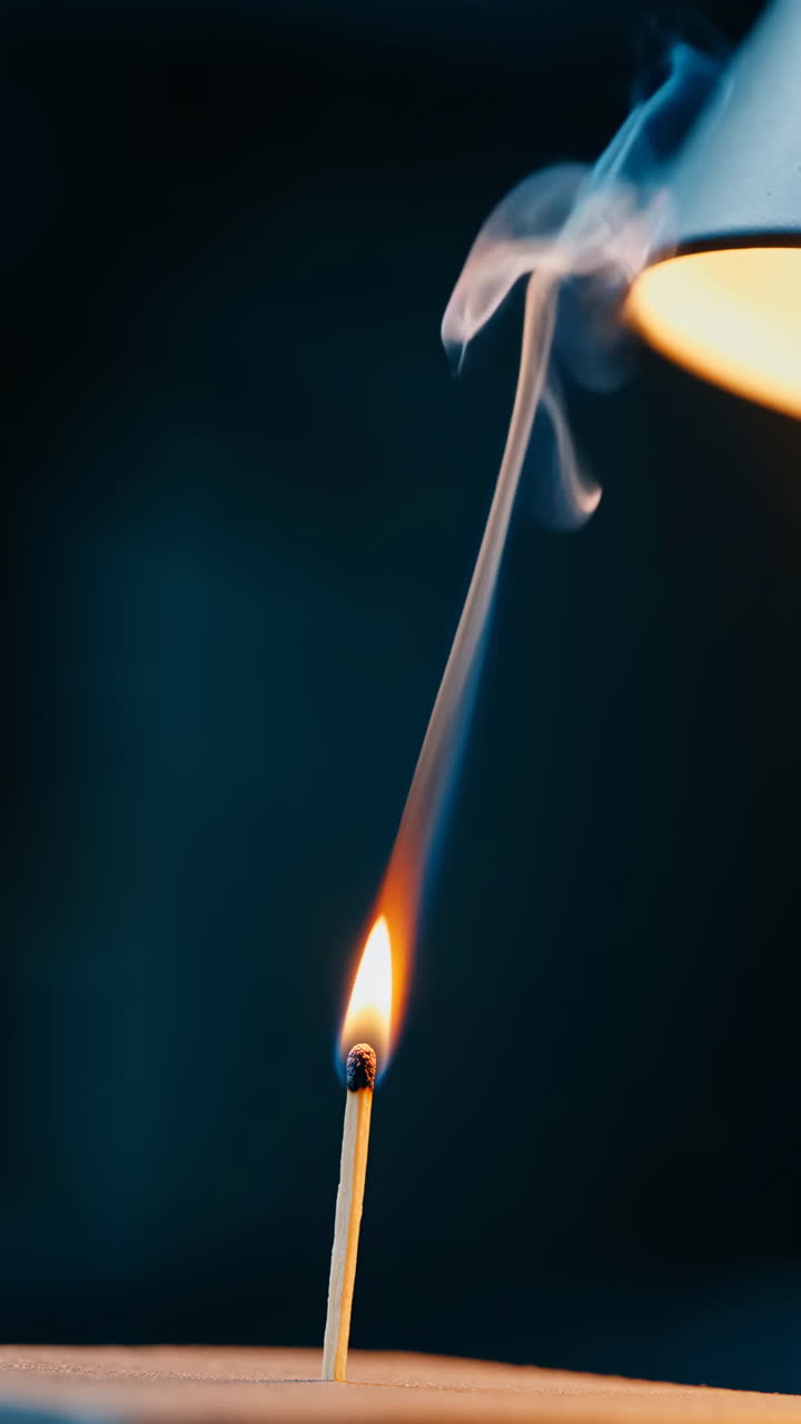 Burning Matchstick with Smoke and Light