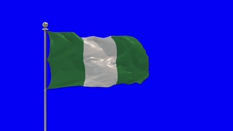 nigeria 3d illustration of the waving flag on a pole with chroma