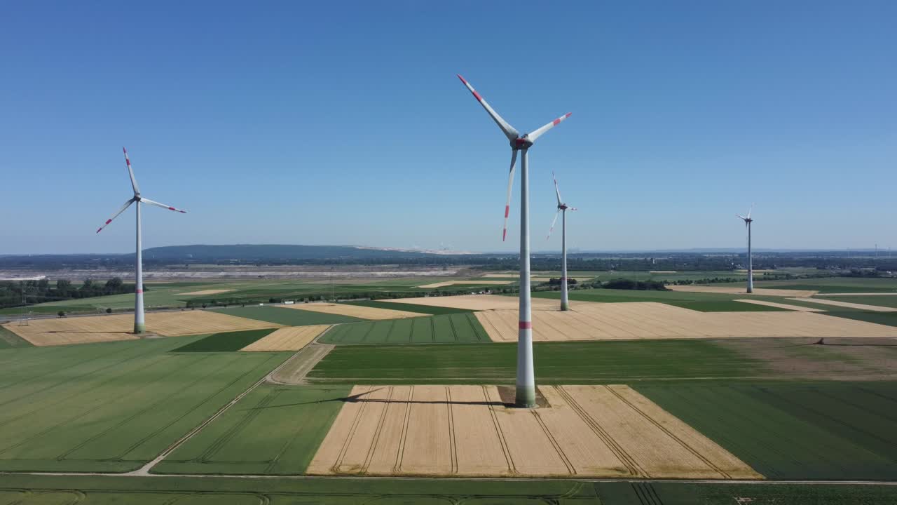 Windmills in Langerwehe in Germany, Aerial