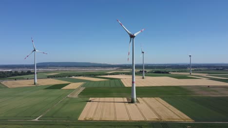 windmills in langerwehe in germany, aerial