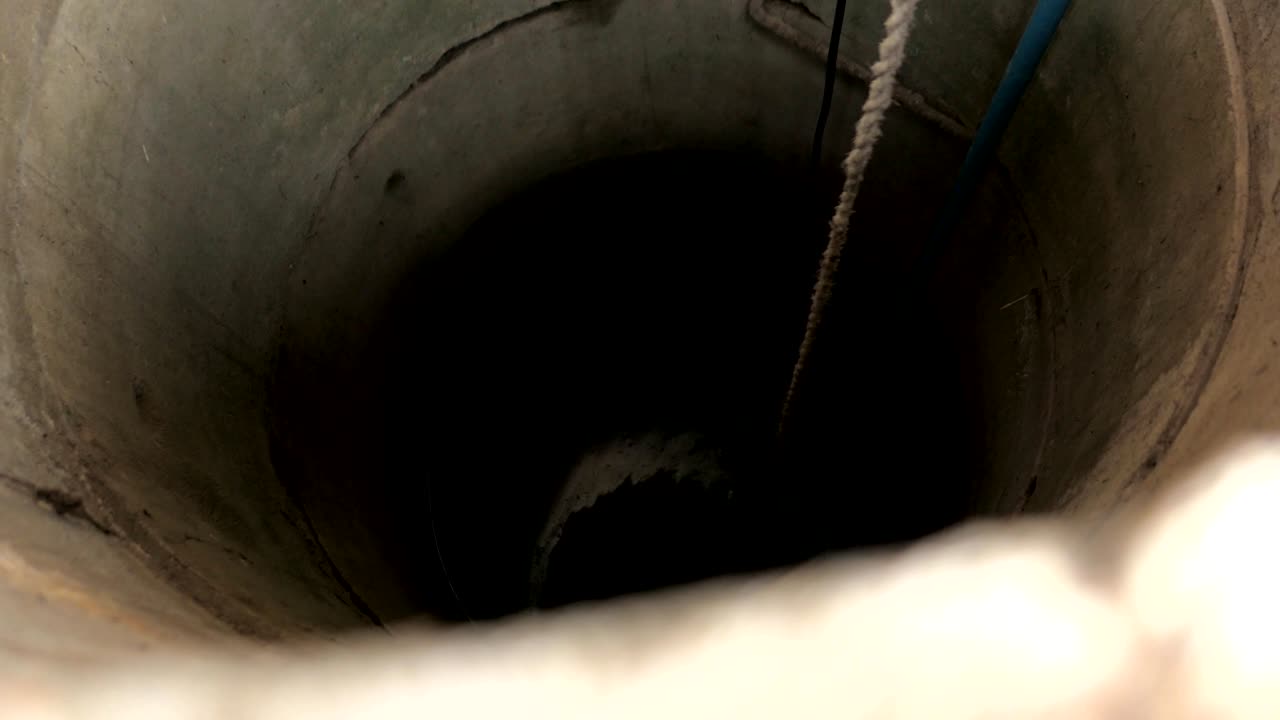 dark and deep interior of a water well