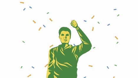green protester man character animation