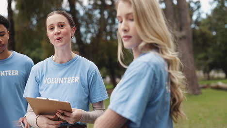 young volunteers working together in a park