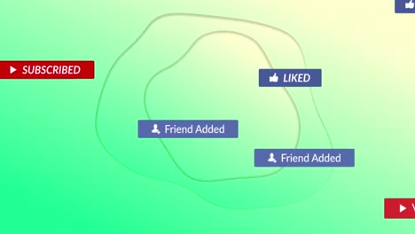 Animation-Von-Social-Media-Texten-Und-Symbolen-Auf-Grünem-Hintergrund