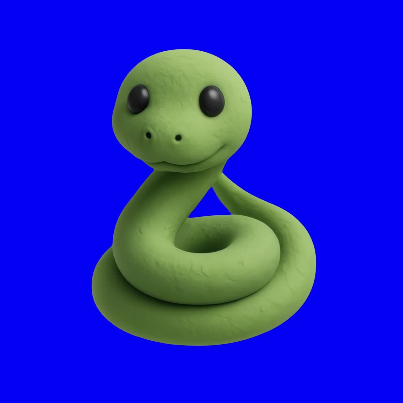 Cute green cartoon snake animation, transparent 4K video, green screen
