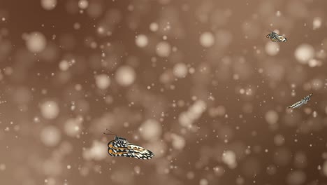 mariposas animadas volando en medio de partículas brillantes