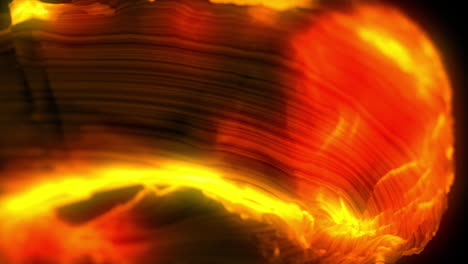 forma abstracta roja vibrante y brillante que fluye contra un fondo negro