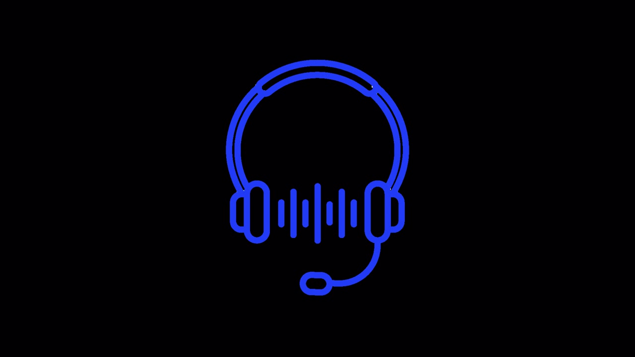 Icona Animata di Cuffie Blu con Onde Sonore per la Comunicazione