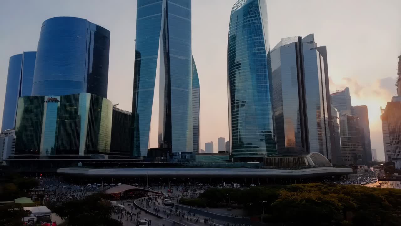 El horizonte de Dubái al atardecer