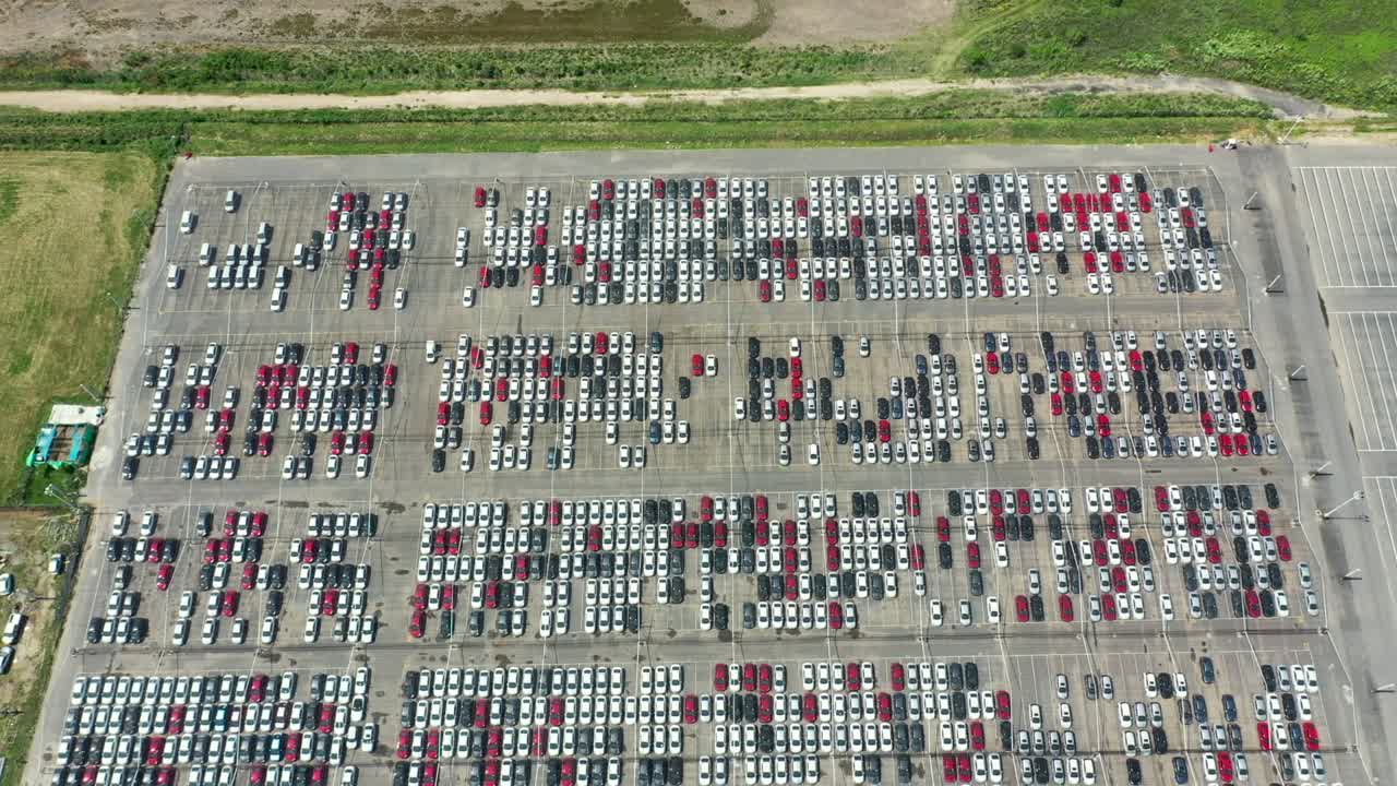 Aerial View of a Massive Car Parking Lot