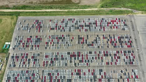aerial view of a massive car parking lot