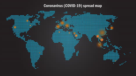 Corona-virus-spread-statistics-on-digital-dot-matrix-map-covid19-information